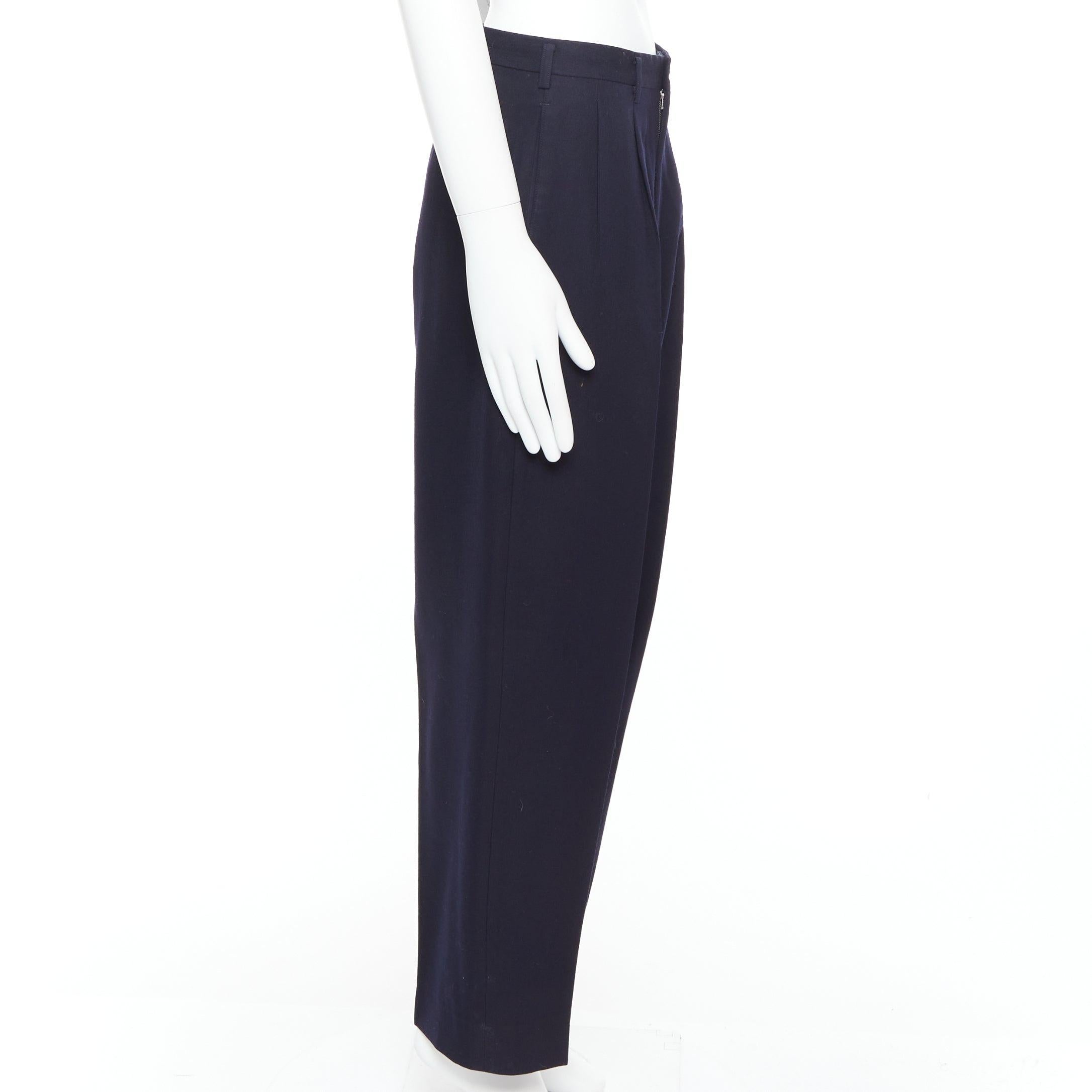 YOHJI YAMAMOTO Y's Schwarze weite, spitz zulaufende Hose aus 100 % Wolle mit plissierter Vorderseite M Herren im Angebot