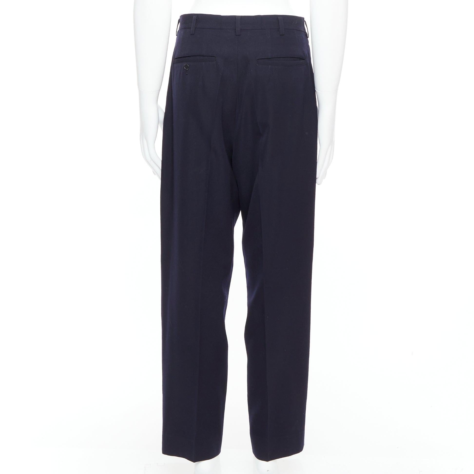 YOHJI YAMAMOTO Y's Schwarze weite, spitz zulaufende Hose aus 100 % Wolle mit plissierter Vorderseite M im Angebot 1
