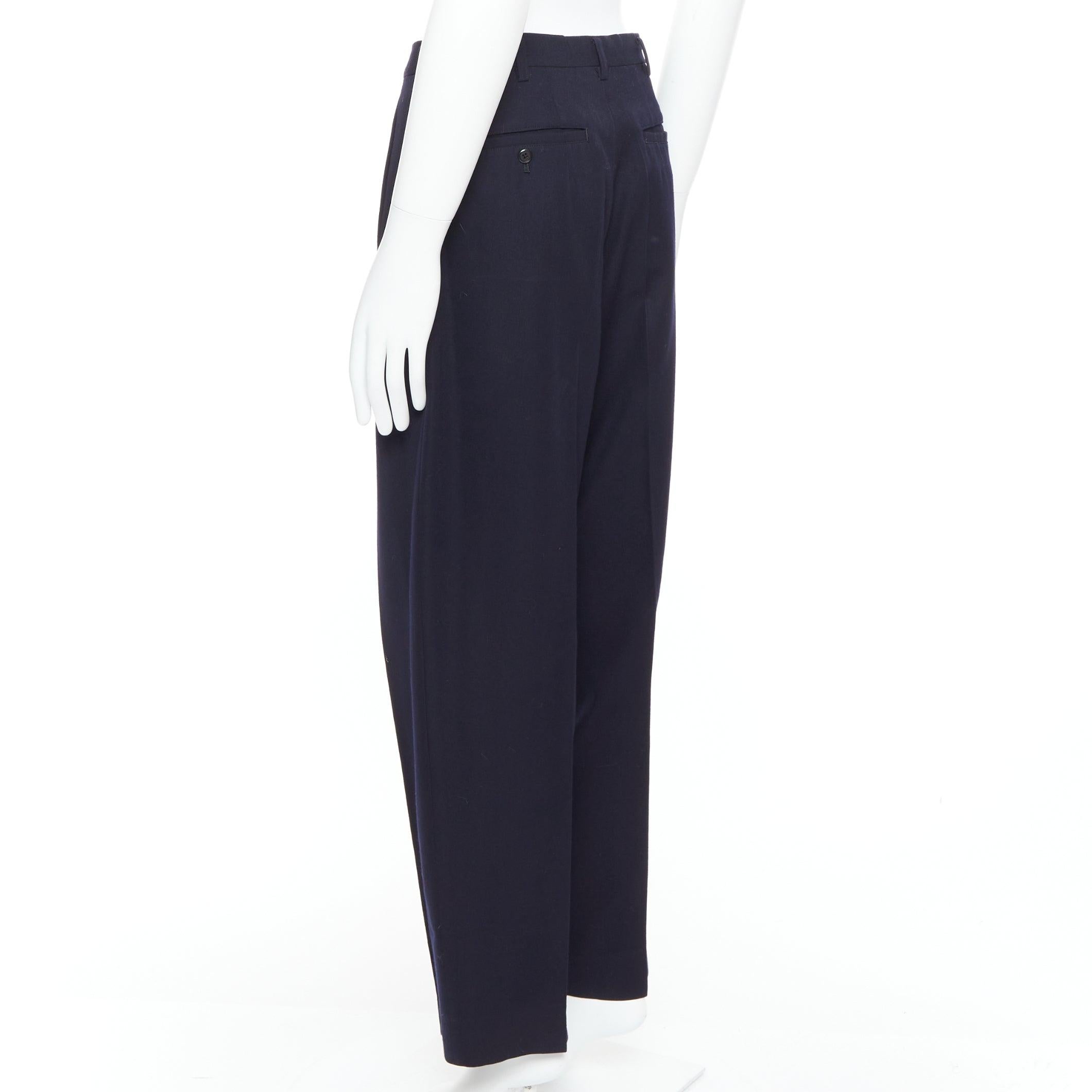 YOHJI YAMAMOTO Y's Schwarze weite, spitz zulaufende Hose aus 100 % Wolle mit plissierter Vorderseite M im Angebot 2