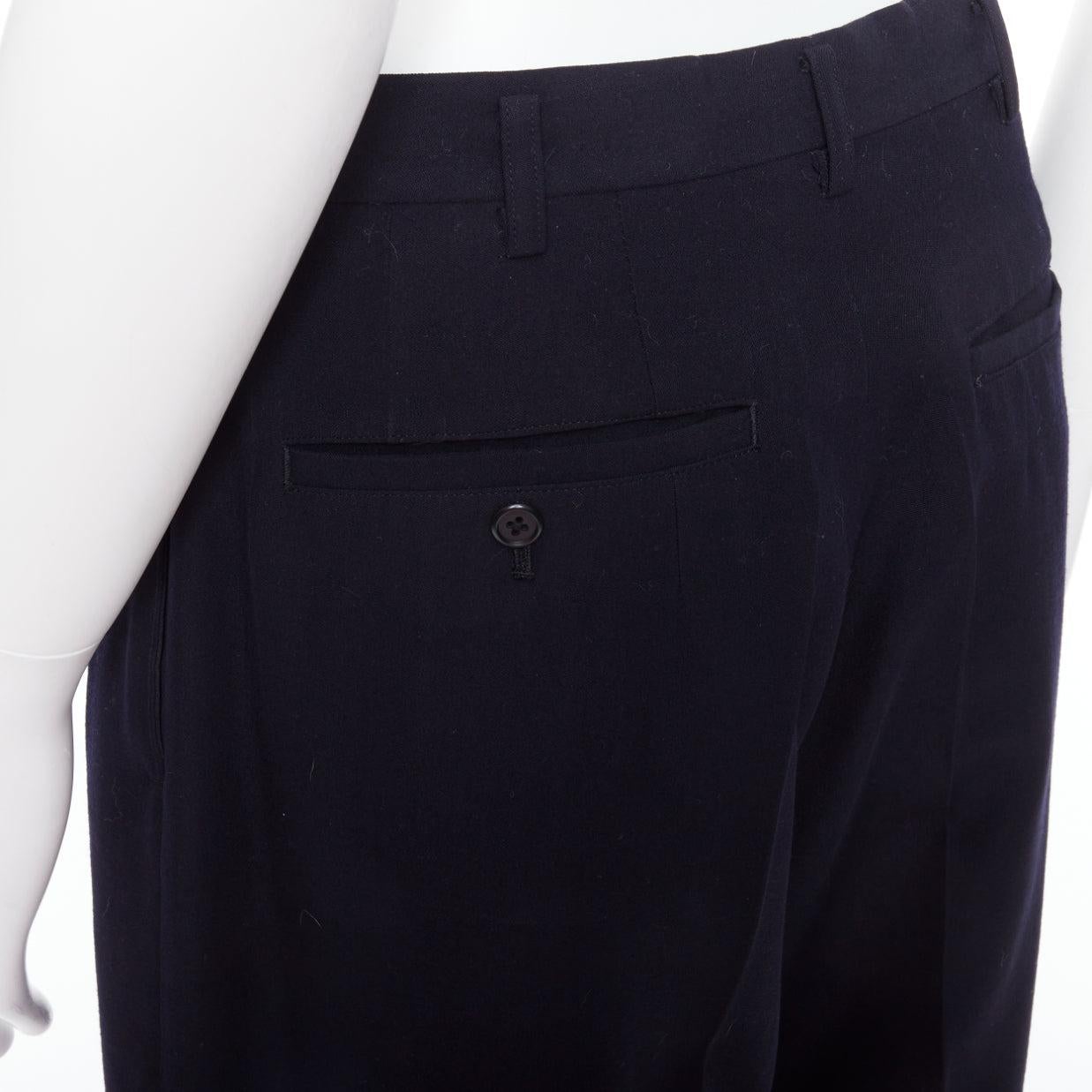 YOHJI YAMAMOTO Y's Schwarze weite, spitz zulaufende Hose aus 100 % Wolle mit plissierter Vorderseite M im Angebot 3