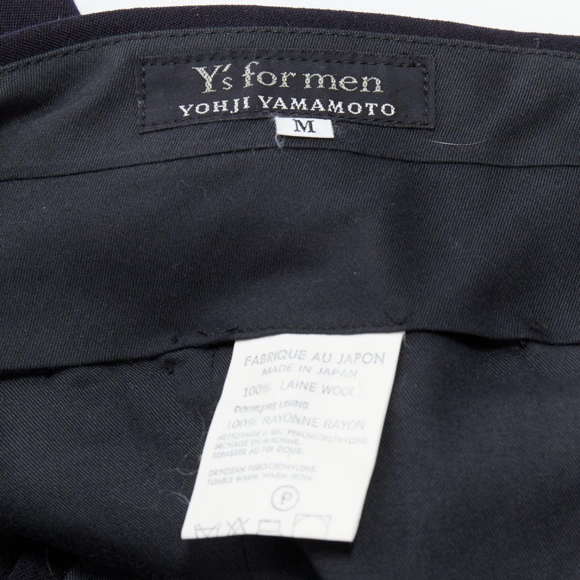 YOHJI YAMAMOTO Y's Schwarze weite, spitz zulaufende Hose aus 100 % Wolle mit plissierter Vorderseite M im Angebot 4
