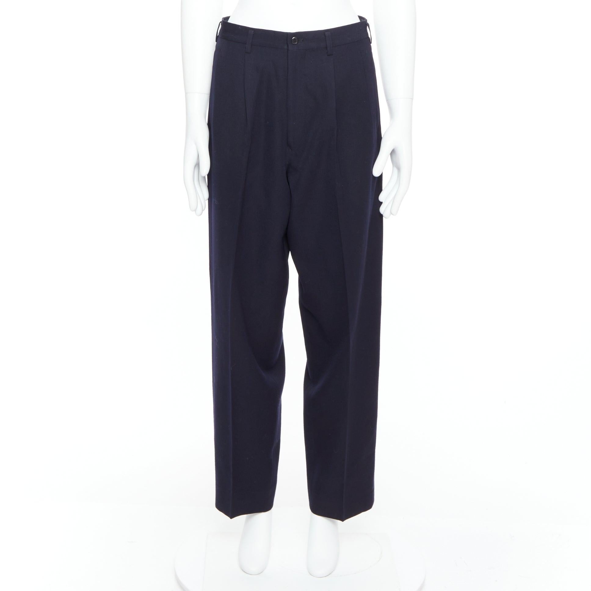YOHJI YAMAMOTO Y's Schwarze weite, spitz zulaufende Hose aus 100 % Wolle mit plissierter Vorderseite M im Angebot 5