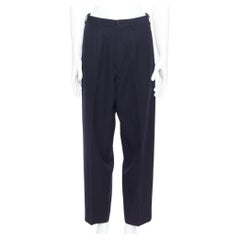 YOHJI YAMAMOTO Y's black 100% wool pleated front wide tapered pants M