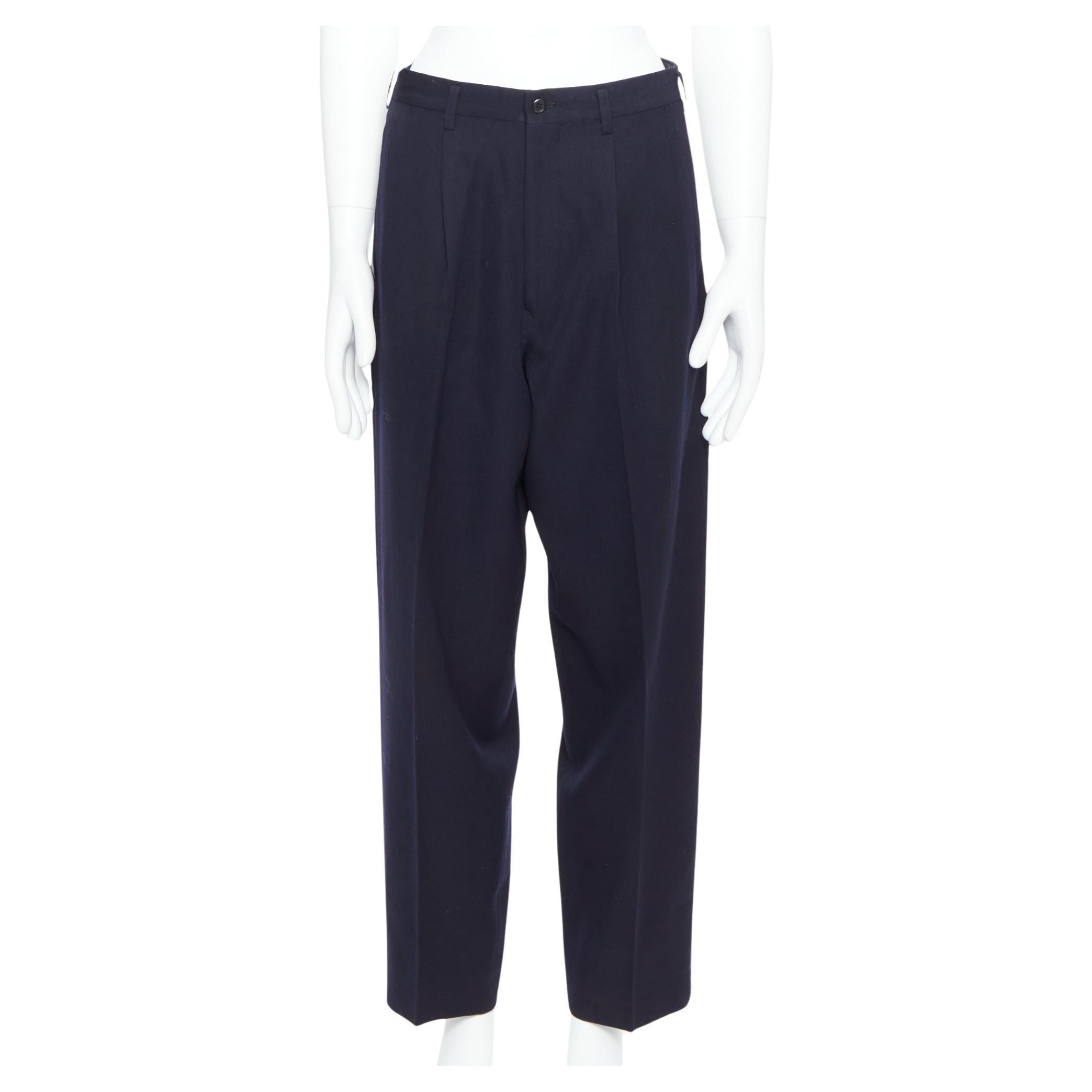 YOHJI YAMAMOTO Y's noir 100% laine plissé devant pantalon large fuselé M