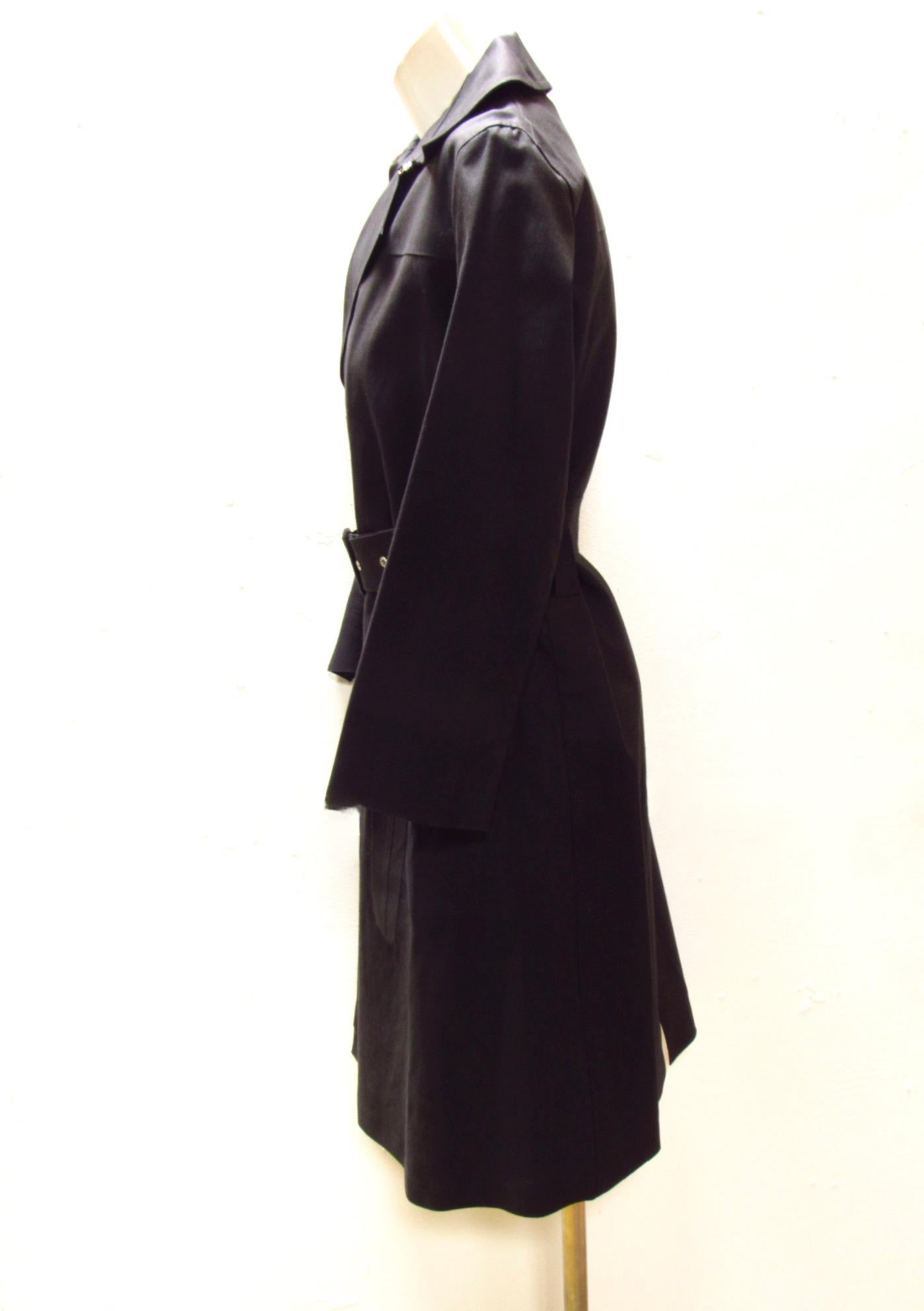 Noir Manteau de pluie noir à ceinture Yohji Yamamoto Y's en vente