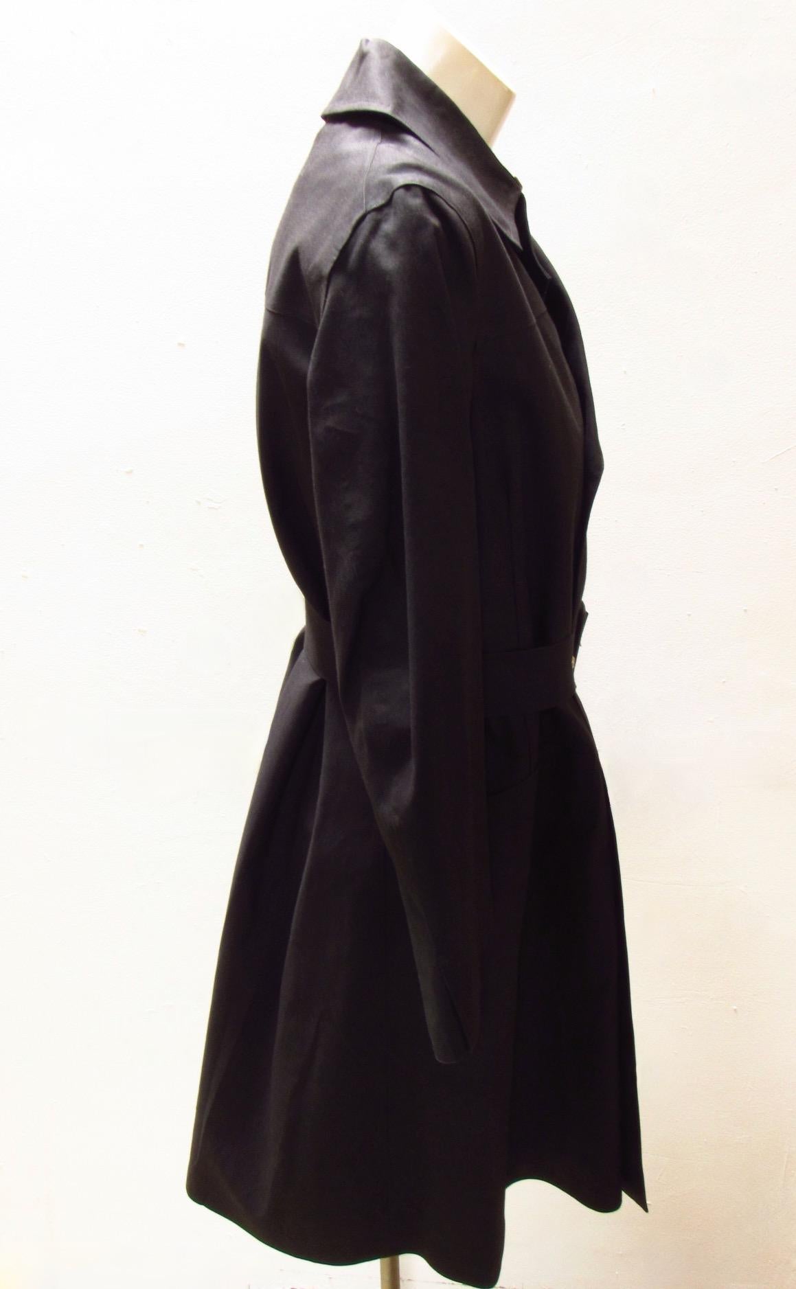 Yohji Yamamoto Y's Black Belted Raincoat In New Condition For Sale In Laguna Beach, CA