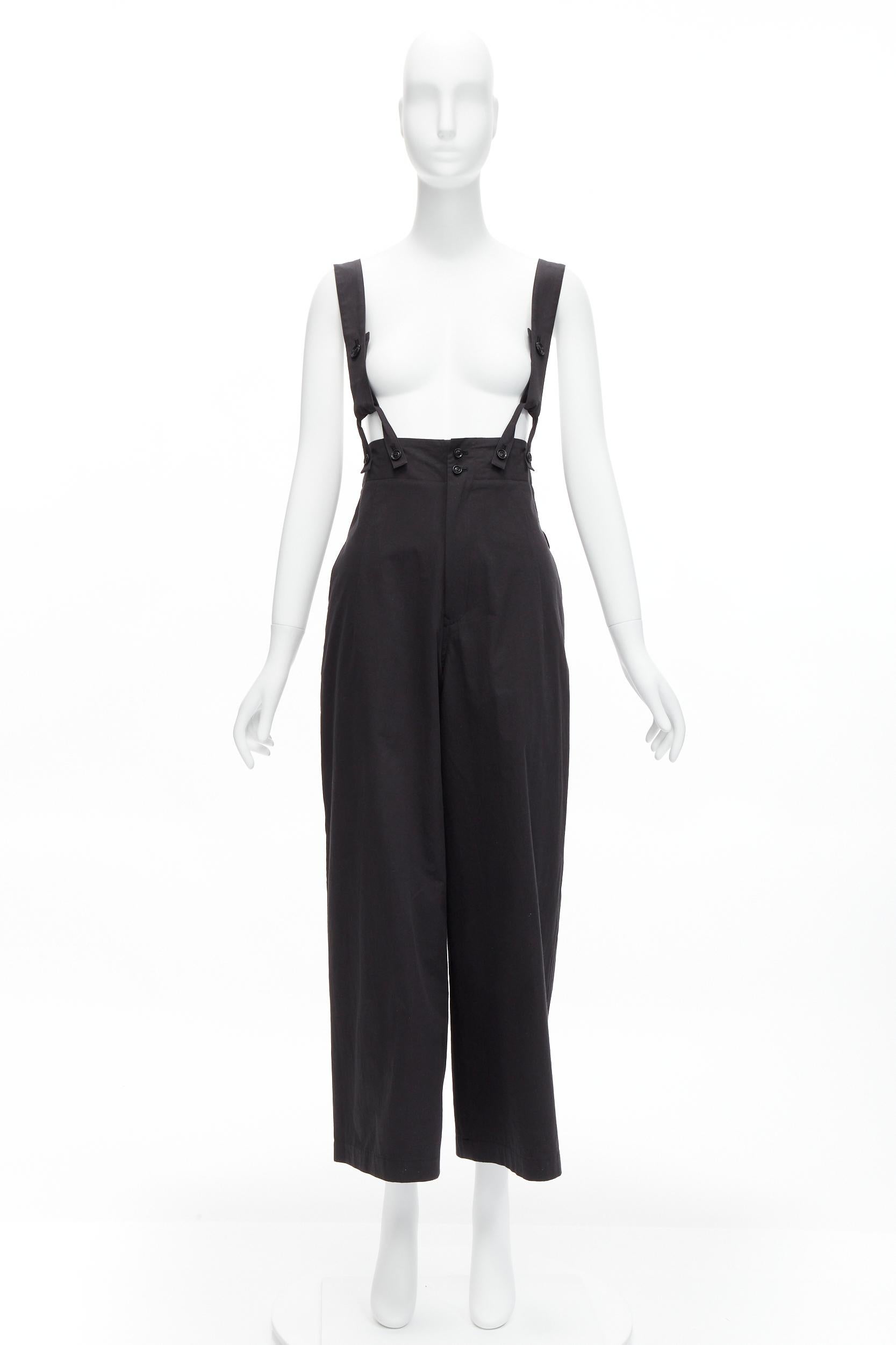 YOHJI YAMAMOTO Y'S black minimal beggar suspender dungaree wide leg pants JP1 S 7