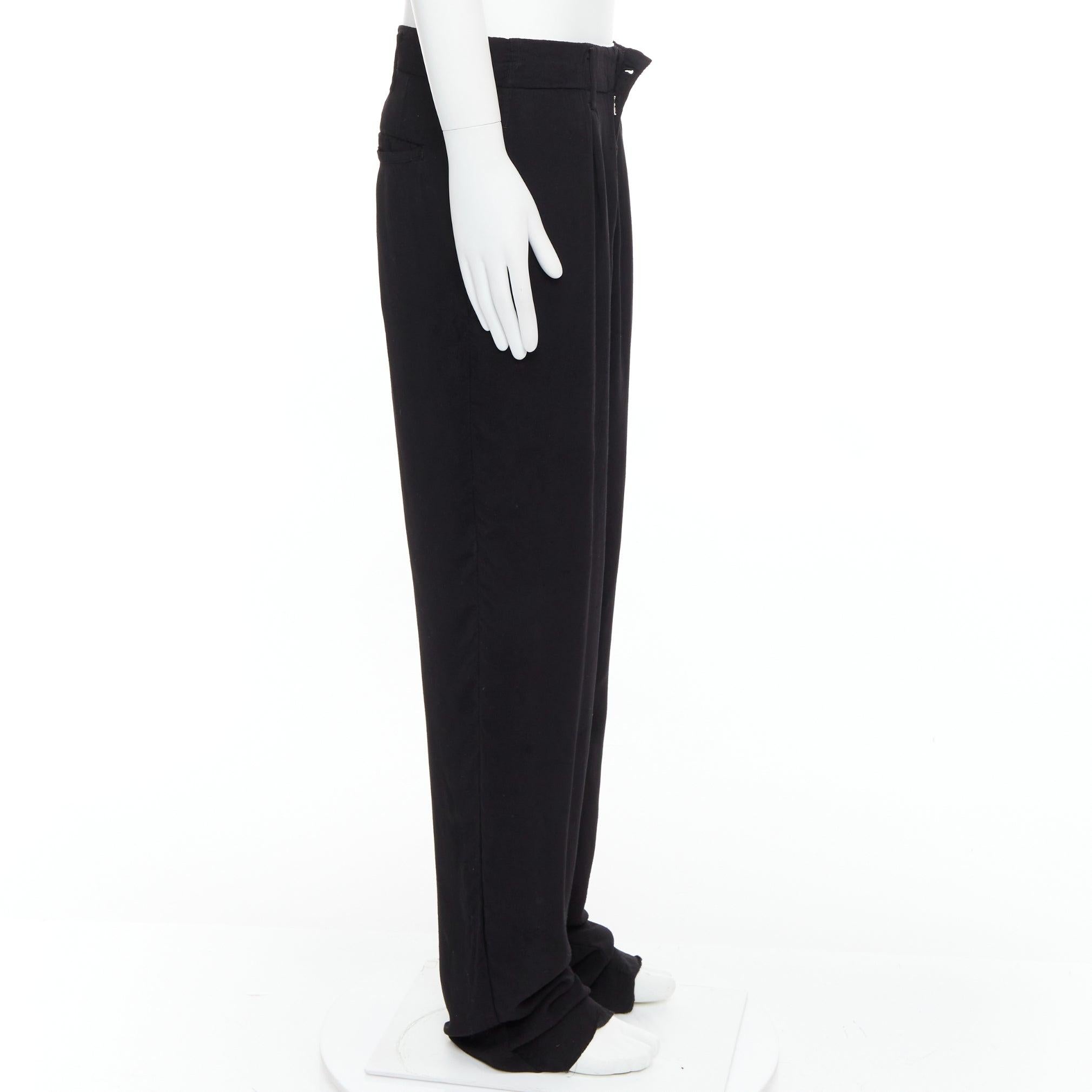 Nero Yohji Yamamoto Y's pantaloni larghi affusolati in rayon nero plissettati sul davanti JP3 L in vendita