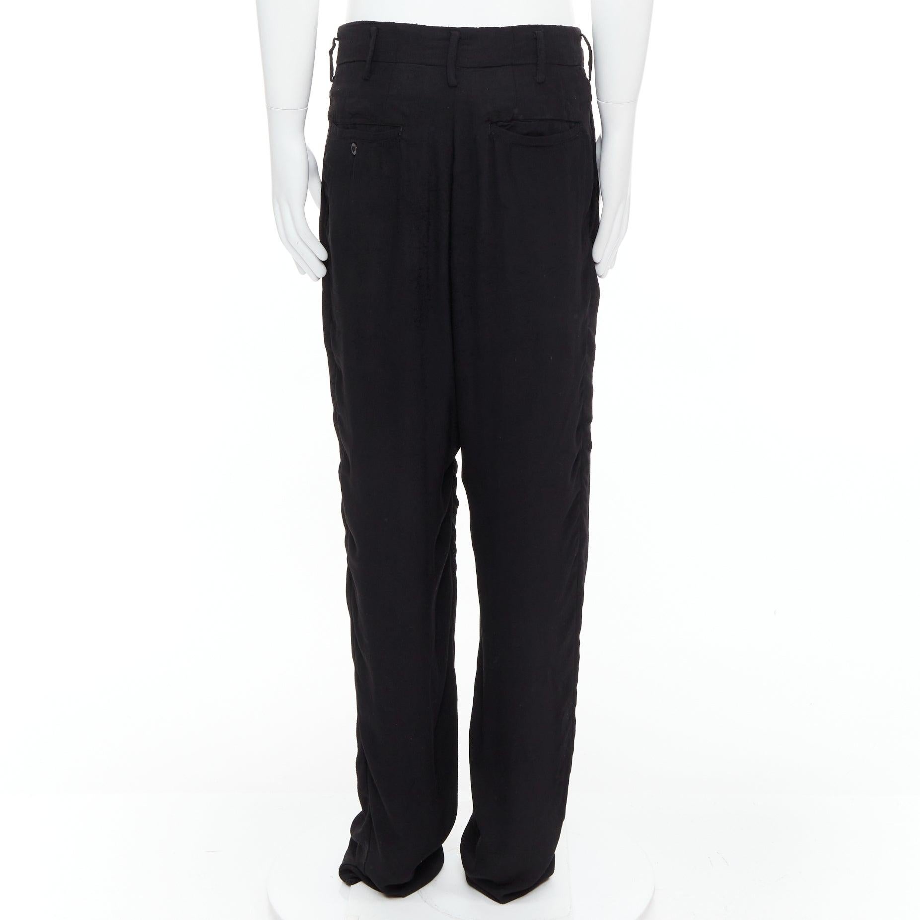 Yohji Yamamoto Y's pantaloni larghi affusolati in rayon nero plissettati sul davanti JP3 L In condizioni discrete in vendita a Hong Kong, NT