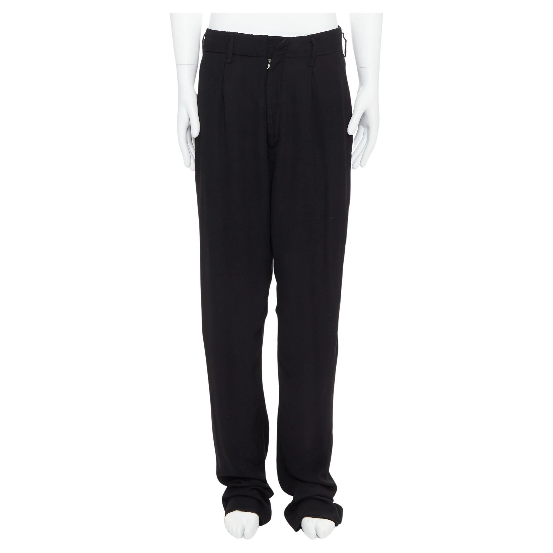 Yohji Yamamoto Y's pantaloni larghi affusolati in rayon nero plissettati sul davanti JP3 L in vendita