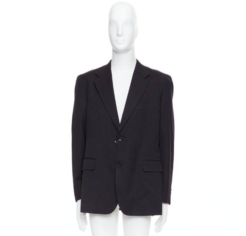 Yohji Yamamoto Y's blazer con tasca ad aletta in twill di lana nero JP3 L in vendita 4