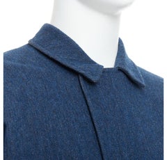 YOHJI YAMAMOTO Y's blue wool cotton blend minimal zip bomber jacket