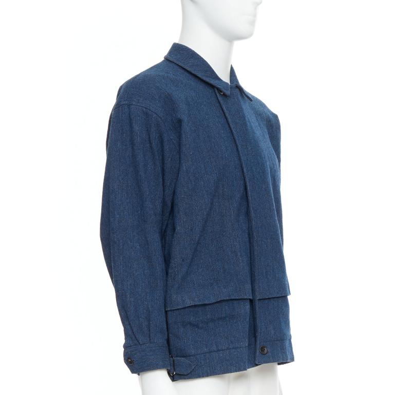 Bleu YOHJI YAMAMOTO Y's bomber minimal à fermeture éclair en laine bleue et coton mélangé en vente