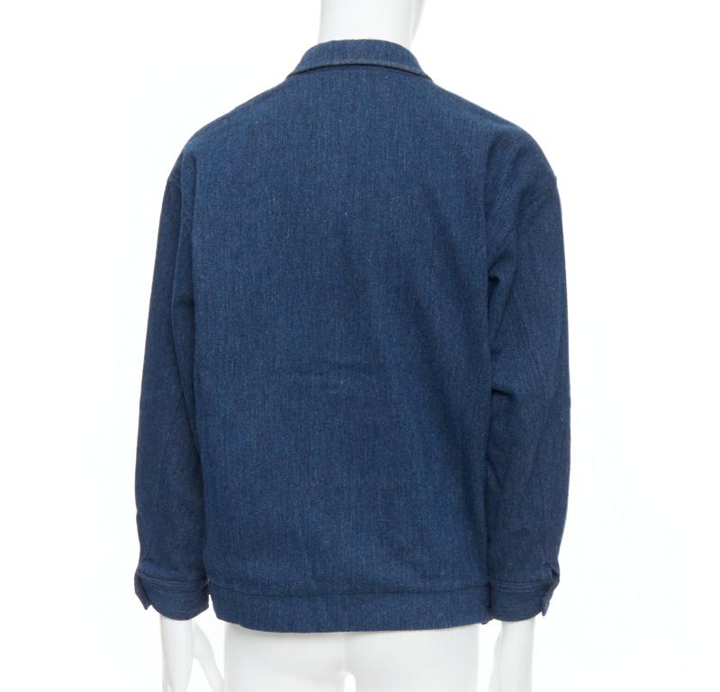 YOHJI YAMAMOTO Y's bomber minimal à fermeture éclair en laine bleue et coton mélangé Pour hommes en vente