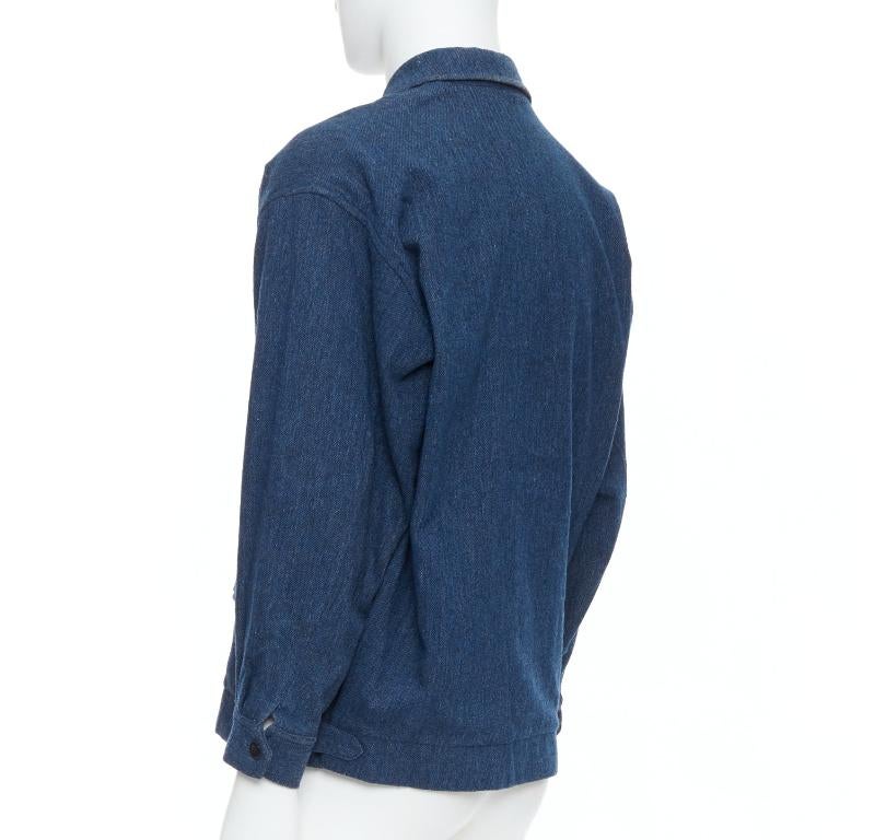 YOHJI YAMAMOTO Y's bomber minimal à fermeture éclair en laine bleue et coton mélangé en vente 1