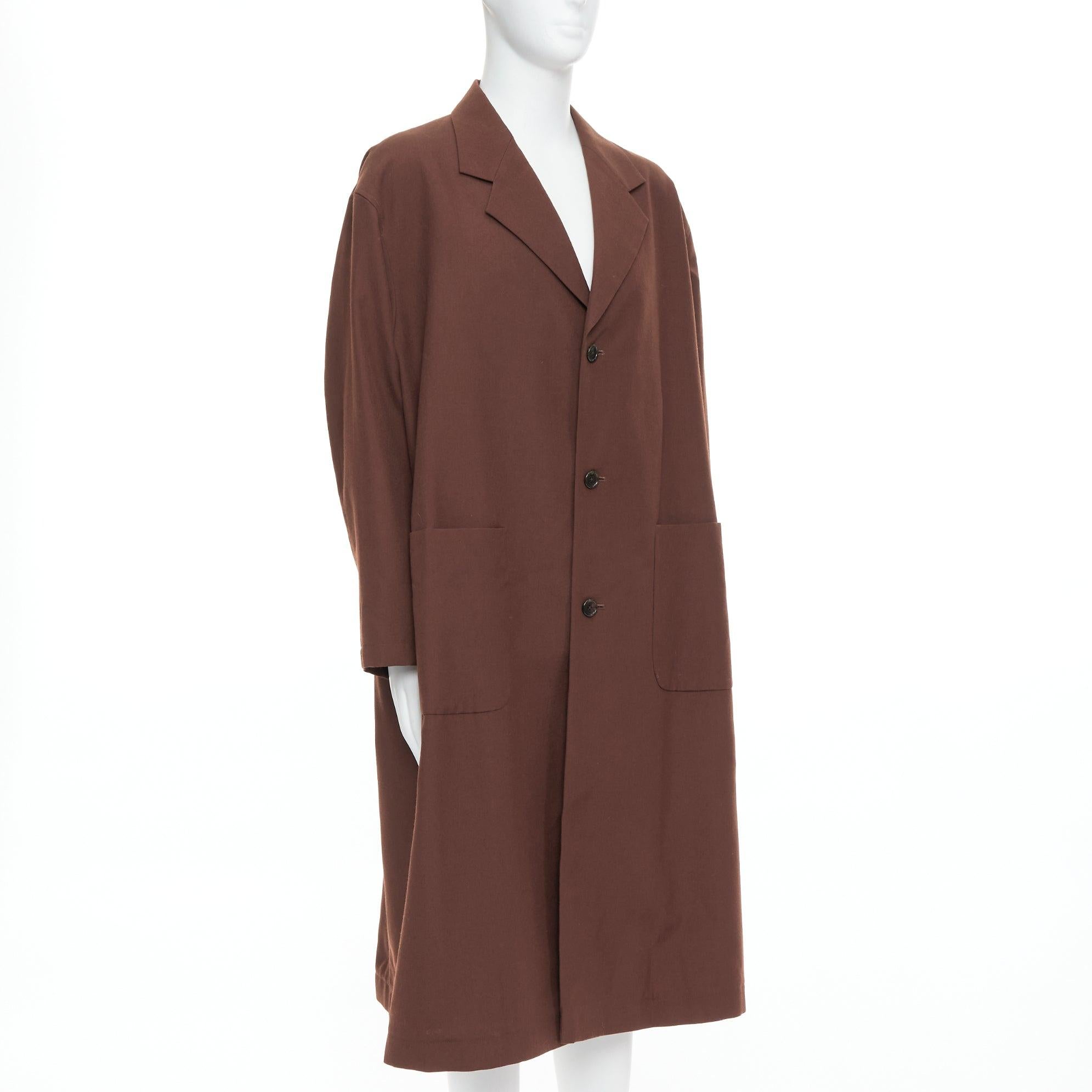 Marrone Yohji Yamamoto Y's marrone in lana e mohair monopetto lungo e boxy JP3 L. in vendita