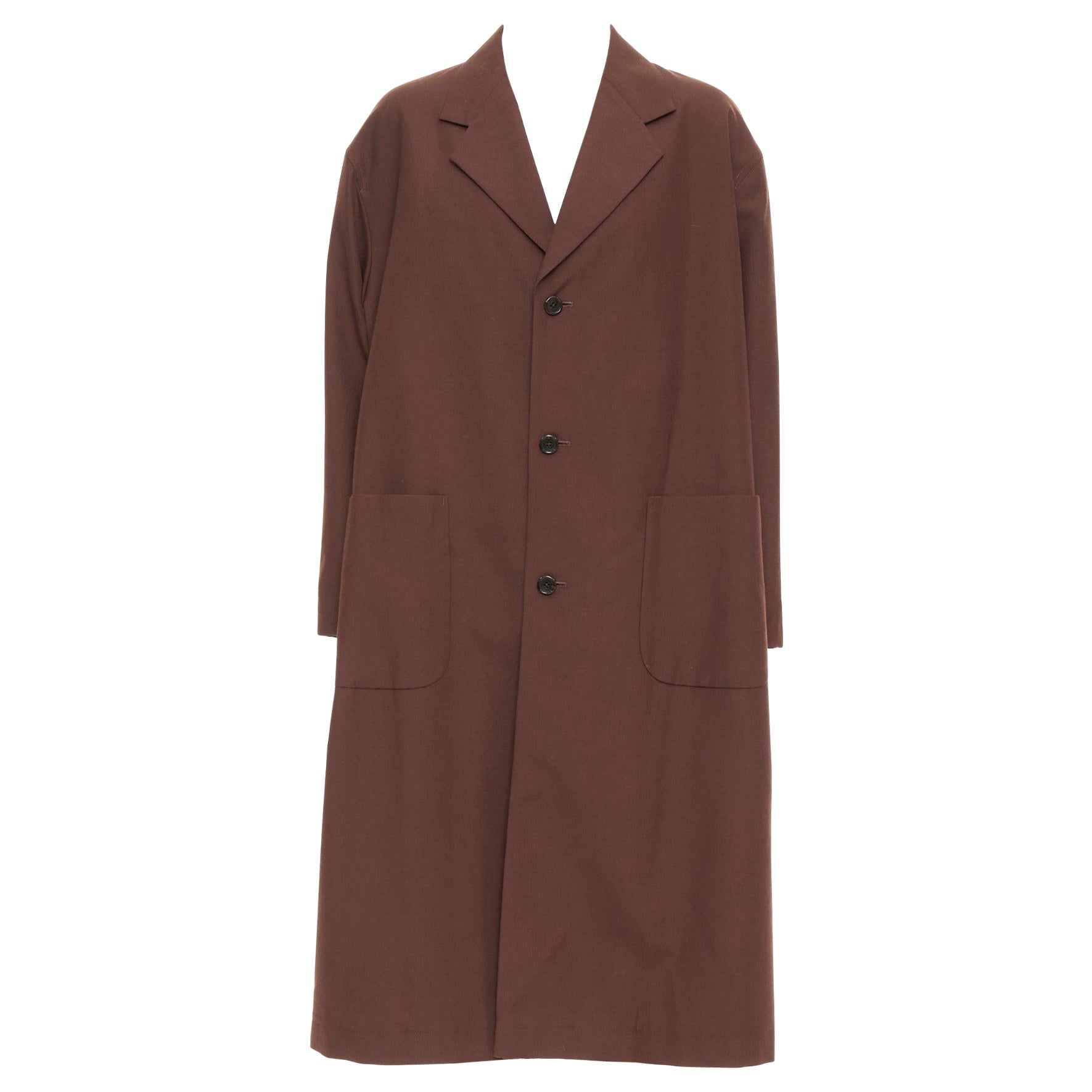 YOHJI YAMAMOTO Y's Brown wool mohair single breast long boxy coat JP3 L
