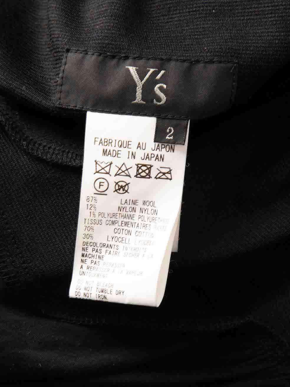 Women's Yohji Yamamoto Y's by Yohji Yamamoto Black Wool Ruffle Accent Midi Dress Size S For Sale