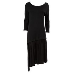 Vestido midi Yohji Yamamoto Y's by Yohji Yamamoto de lana negra con detalles de volantes Talla S.