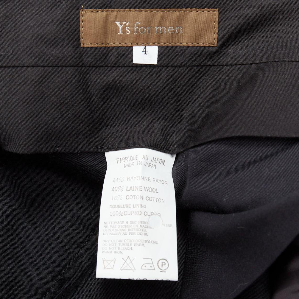 Pantalones anchos YOHJI YAMAMOTO Y's en mezcla de algodón y lana marrón oscuro JP4 XL en venta 3