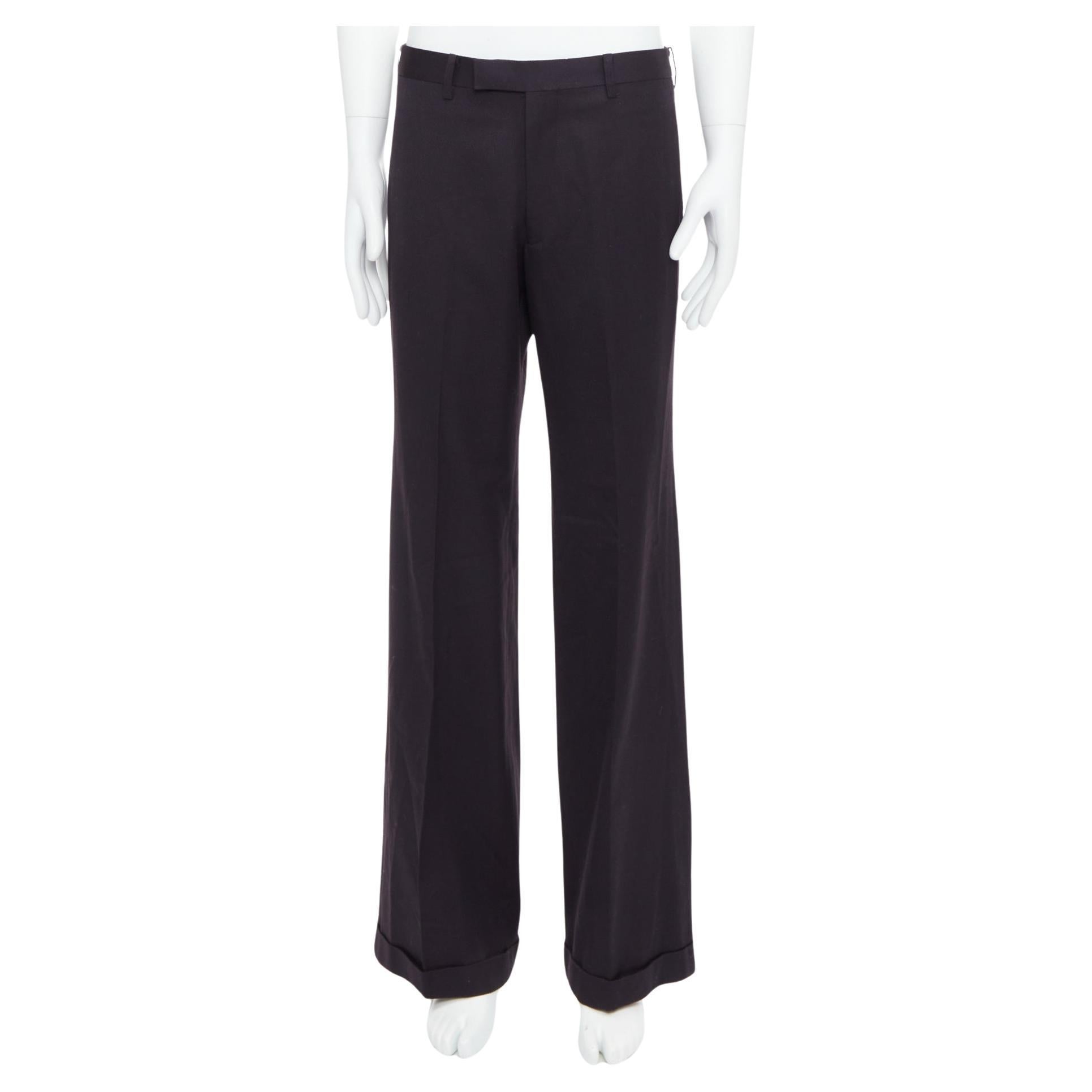 YOHJI YAMAMOTO Y's dark brown wool cotton blend wide pants JP4 XL