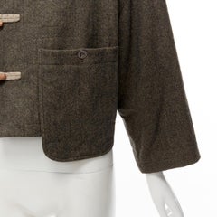 YOHJI YAMAMOTO Y'S grey wool toggle asymmetric pocket duffle coat jacket JP1 S