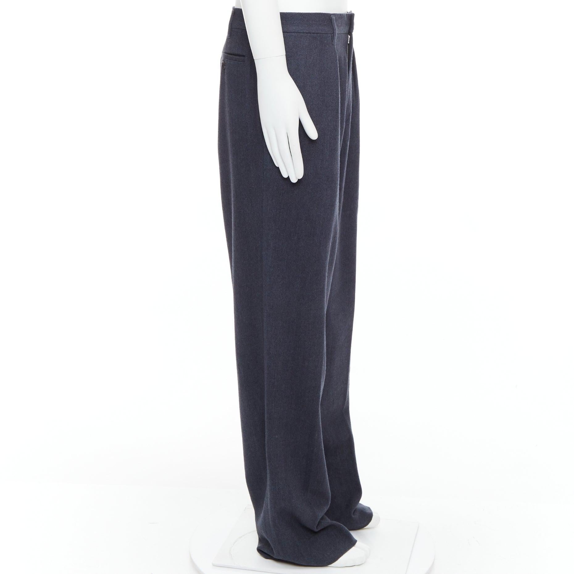 YOHJI YAMAMOTO Y's Pantalon effilé plissé en laine bleu grisâtre JP4 XL Neuf - En vente à Hong Kong, NT