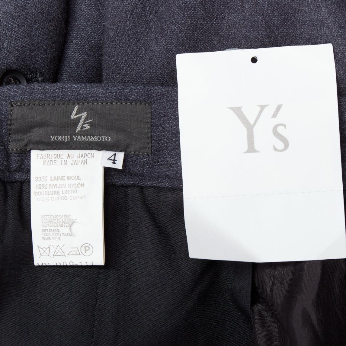 YOHJI YAMAMOTO Y's Pantalon effilé plissé en laine bleu grisâtre JP4 XL en vente 3