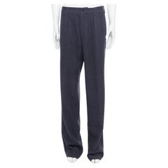YOHJI YAMAMOTO Y's Pantalon effilé plissé en laine bleu grisâtre JP4 XL