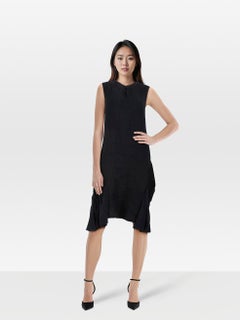 Yohji Yamamoto Y's Navy Linen Pleated Trim Midi Dress Size S