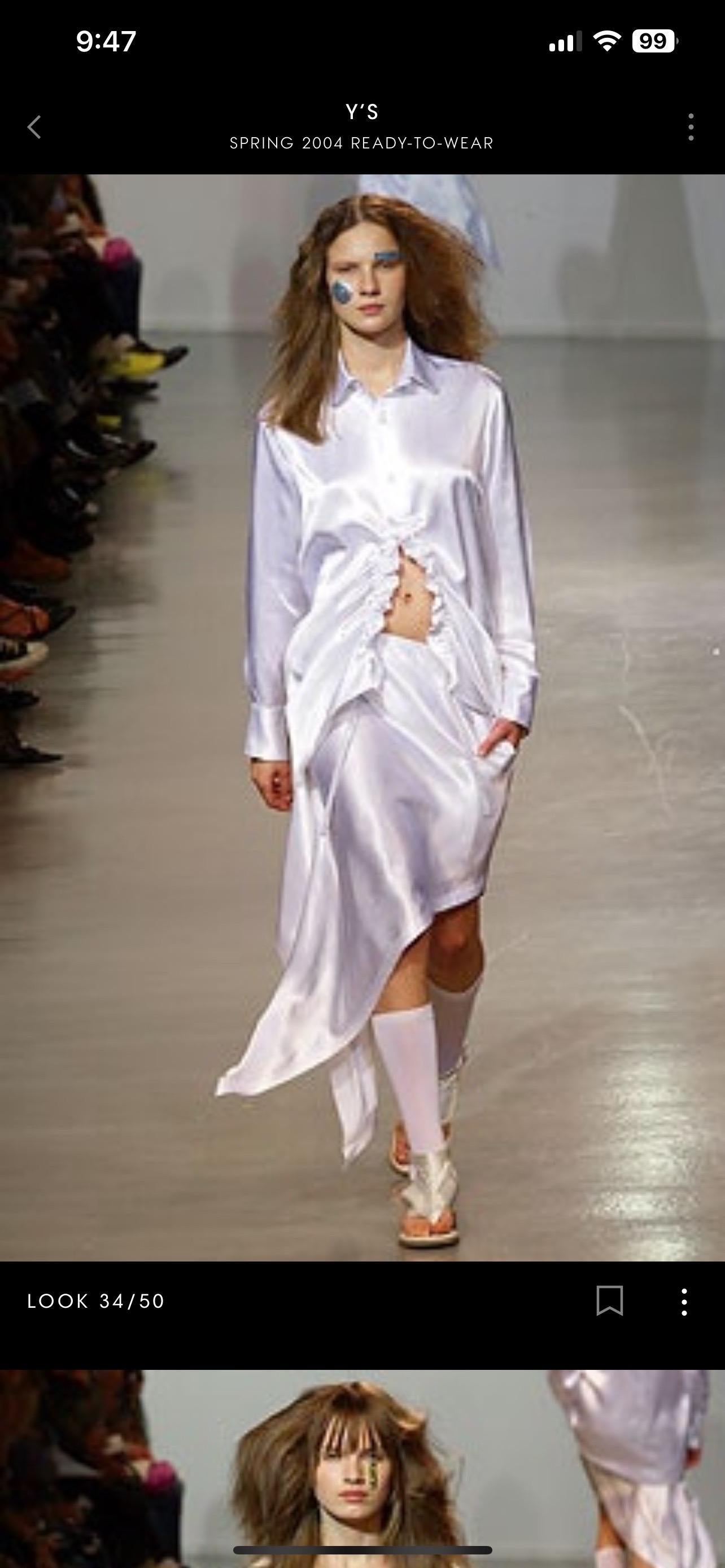 Gray Yohji Yamamoto Y’s Spring 2004 Runway Size XL 4 White Rayon Drawstring Blouse