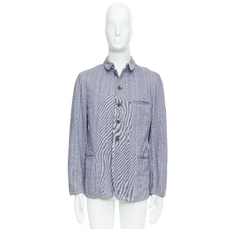Yohji Yamamoto Y's giacca blazer in cotone blu lavato con coulisse in vita JP3 L. in vendita 5