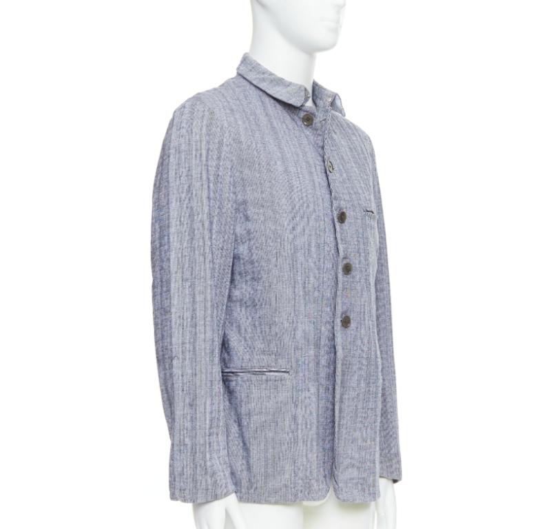Yohji Yamamoto Y's giacca blazer in cotone blu lavato con coulisse in vita JP3 L. In condizioni discrete in vendita a Hong Kong, NT