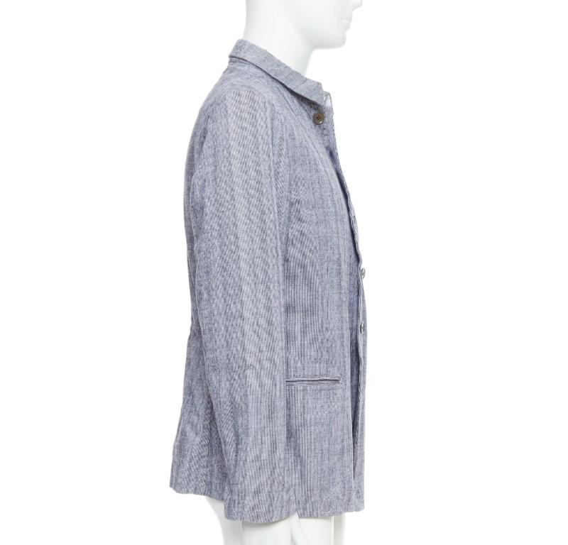 Uomo Yohji Yamamoto Y's giacca blazer in cotone blu lavato con coulisse in vita JP3 L. in vendita