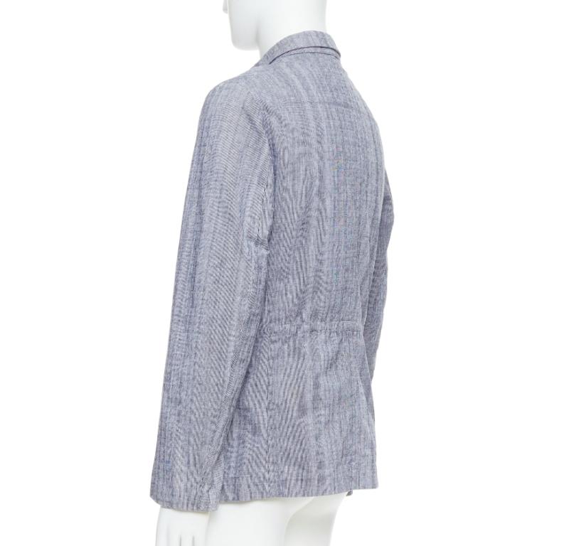Yohji Yamamoto Y's giacca blazer in cotone blu lavato con coulisse in vita JP3 L. in vendita 2