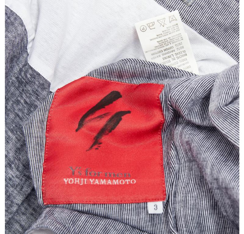 Yohji Yamamoto Y's giacca blazer in cotone blu lavato con coulisse in vita JP3 L. in vendita 4