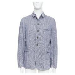 YOHJI YAMAMOTO Y's blazer bleu lavé avec cordon de serrage à la taille JP3 L