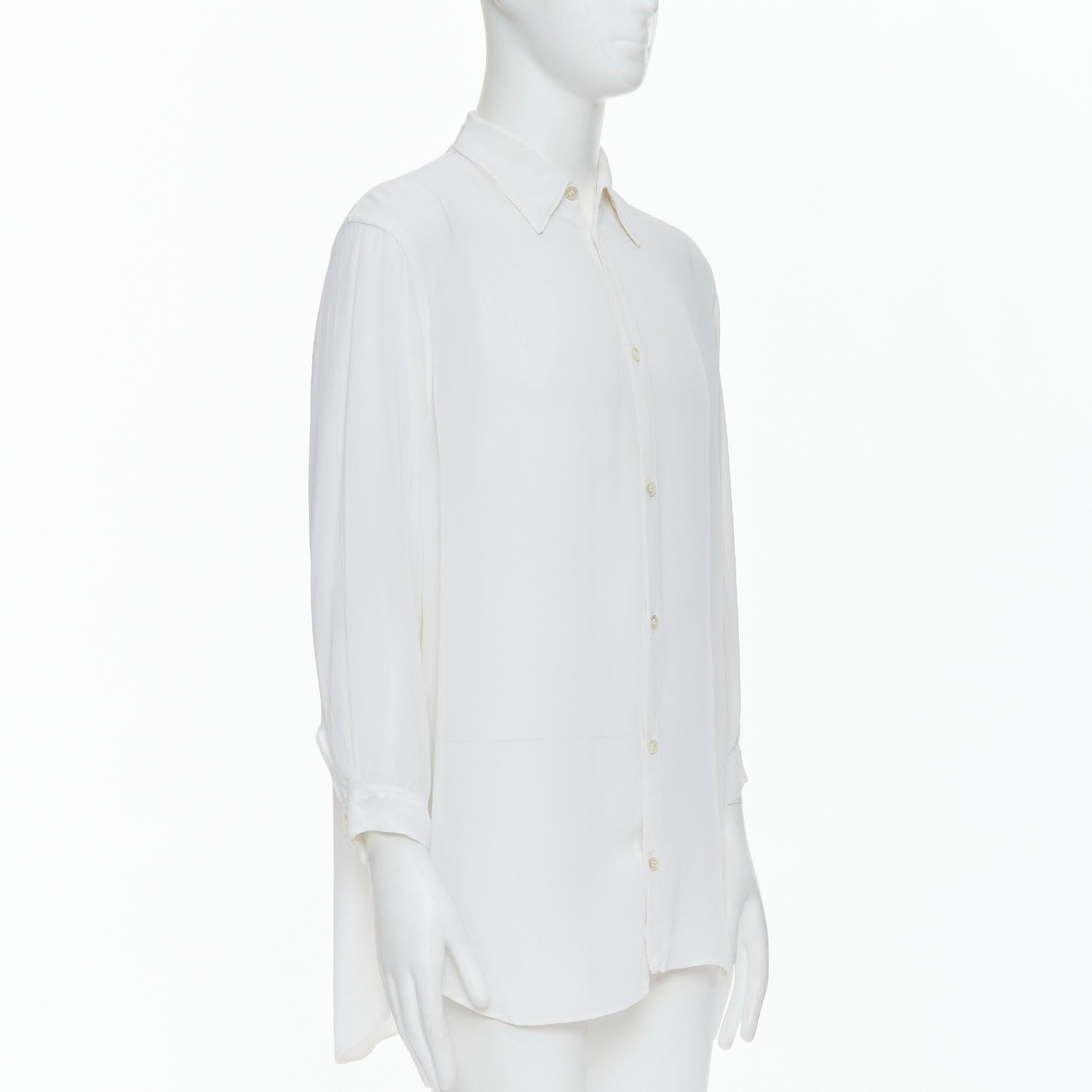 Grigio Yohji Yamamoto Y's camicia bianca in seta con manica a giro M in vendita