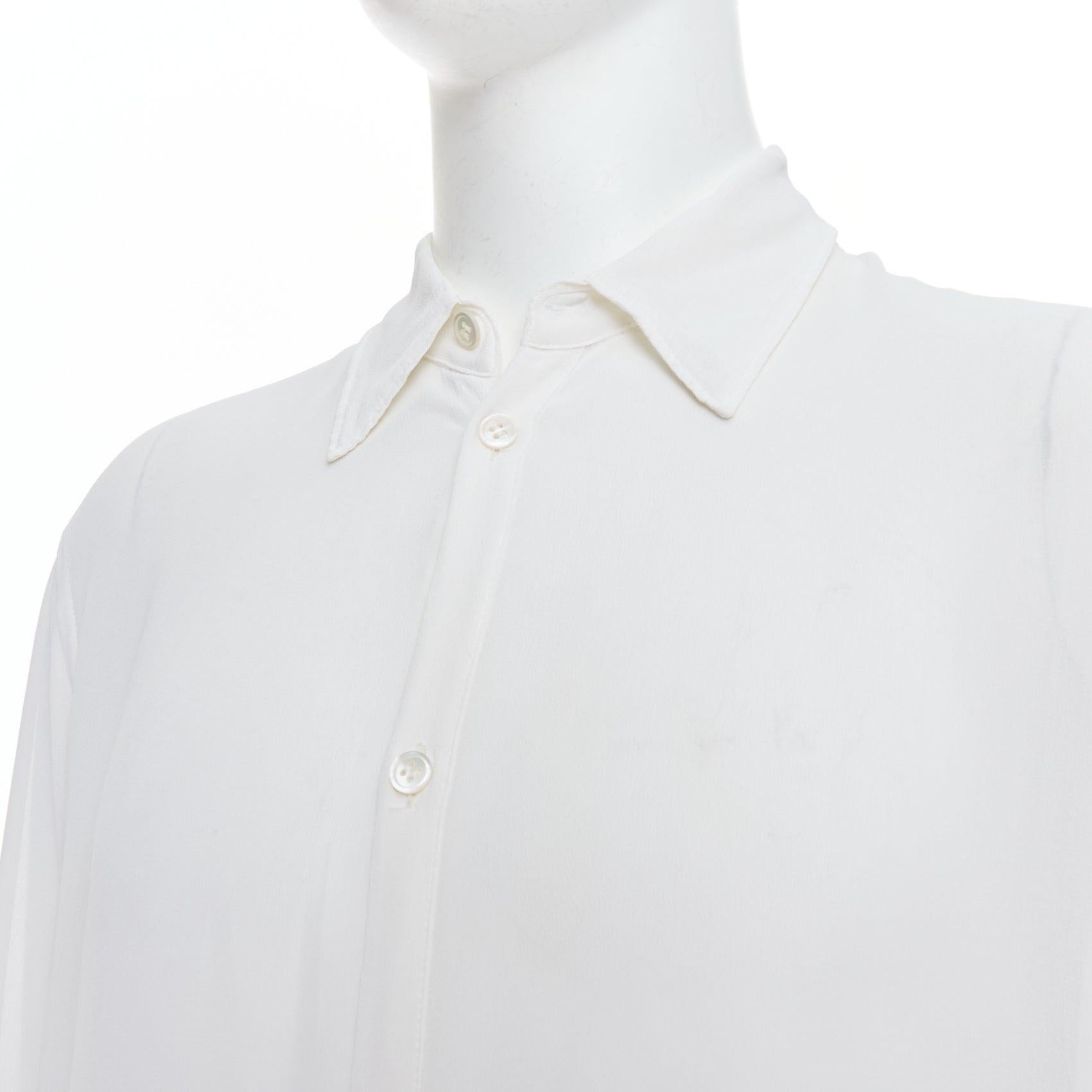 Yohji Yamamoto Y's camicia bianca in seta con manica a giro M in vendita 2