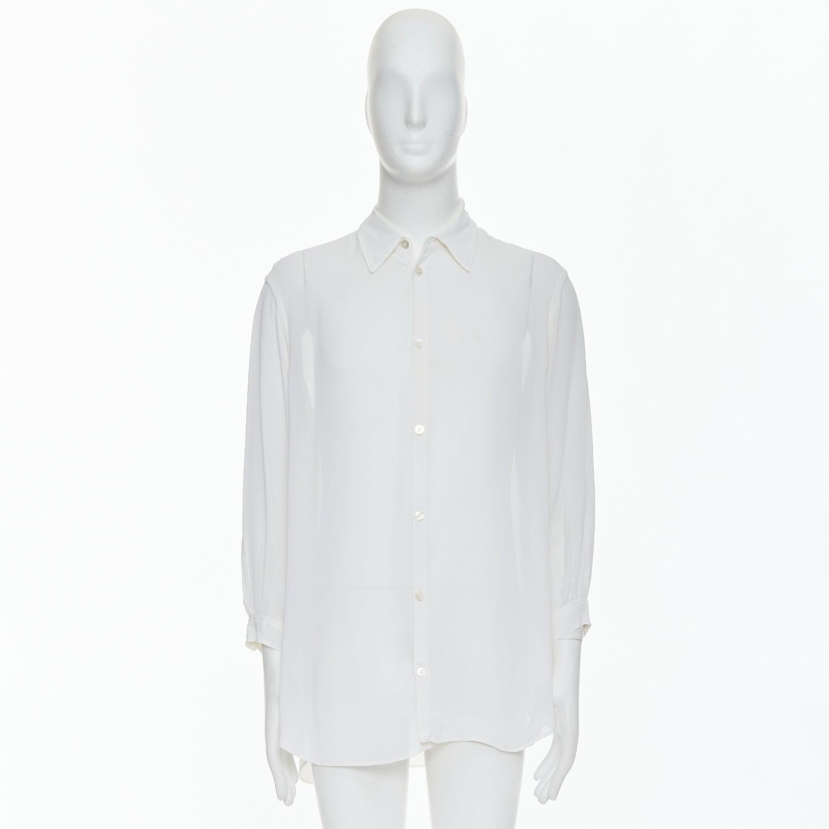 Yohji Yamamoto Y's camicia bianca in seta con manica a giro M in vendita 4