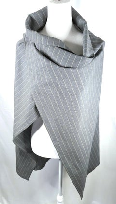 YohjiYamamoto PinstripeWool Draped Convertible Grey ApronSkirtClokeCape, c.1990