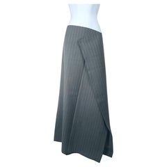 YohjiYamamoto Draped Pinstripe Wool Convertible Apron Cloke Cape Skirt, c1990