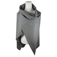 YohjiYamamoto PinstripeWool Draped Convertible Grey ApronSkirtClokeCape, c.1990