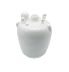 Yoichi Ohira 1996 Murano Italien Crescita Abstrakte Vase In Weiß Lattimo Kunstglas