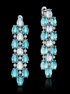 Yoki Blue Topaz and Diamond White Gold Drop Earring