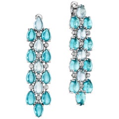 Yoki Blue Topaz and Diamond White Gold Drop Earring