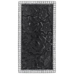 Yoki Carved Onyx Diamond White Gold Brooch-Pendant