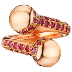 Yoki Double Bypass Ruby Rose Gold Ring
