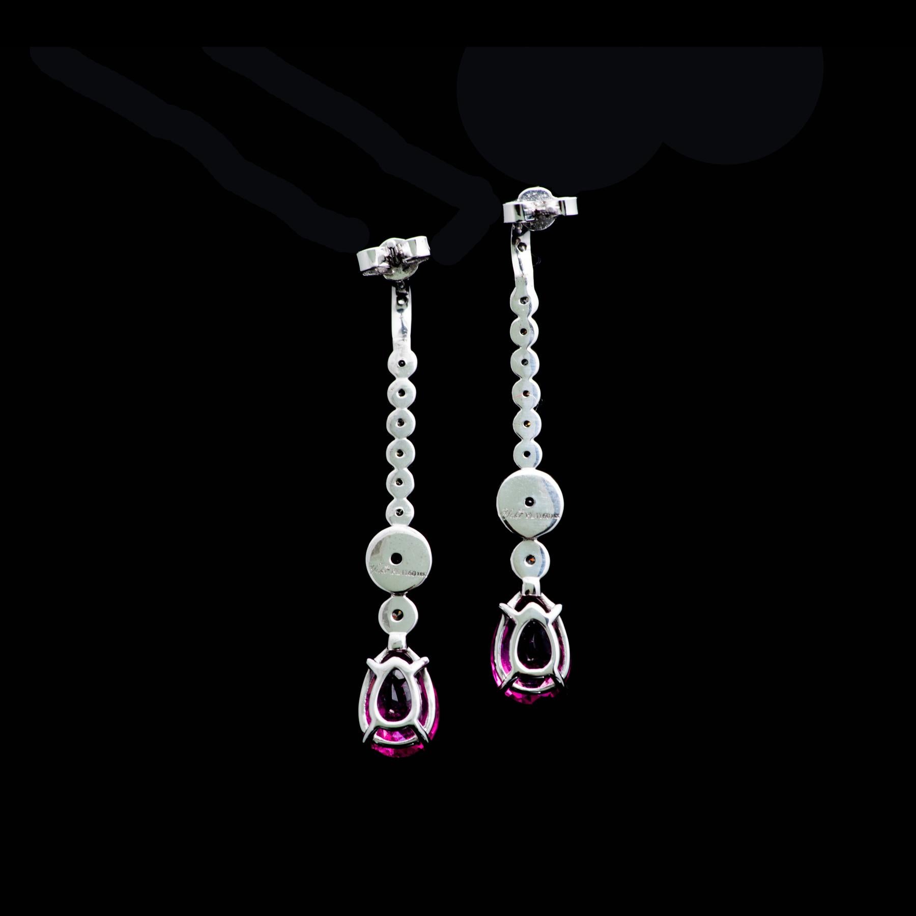 Contemporary Yoki Pink Tourmaline Tanzanite Diamond White Gold Drop Earring
