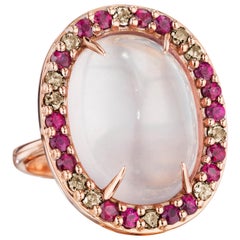 Yoki Rose Quartz, Ruby and Brown Diamond Rose Gold Ring